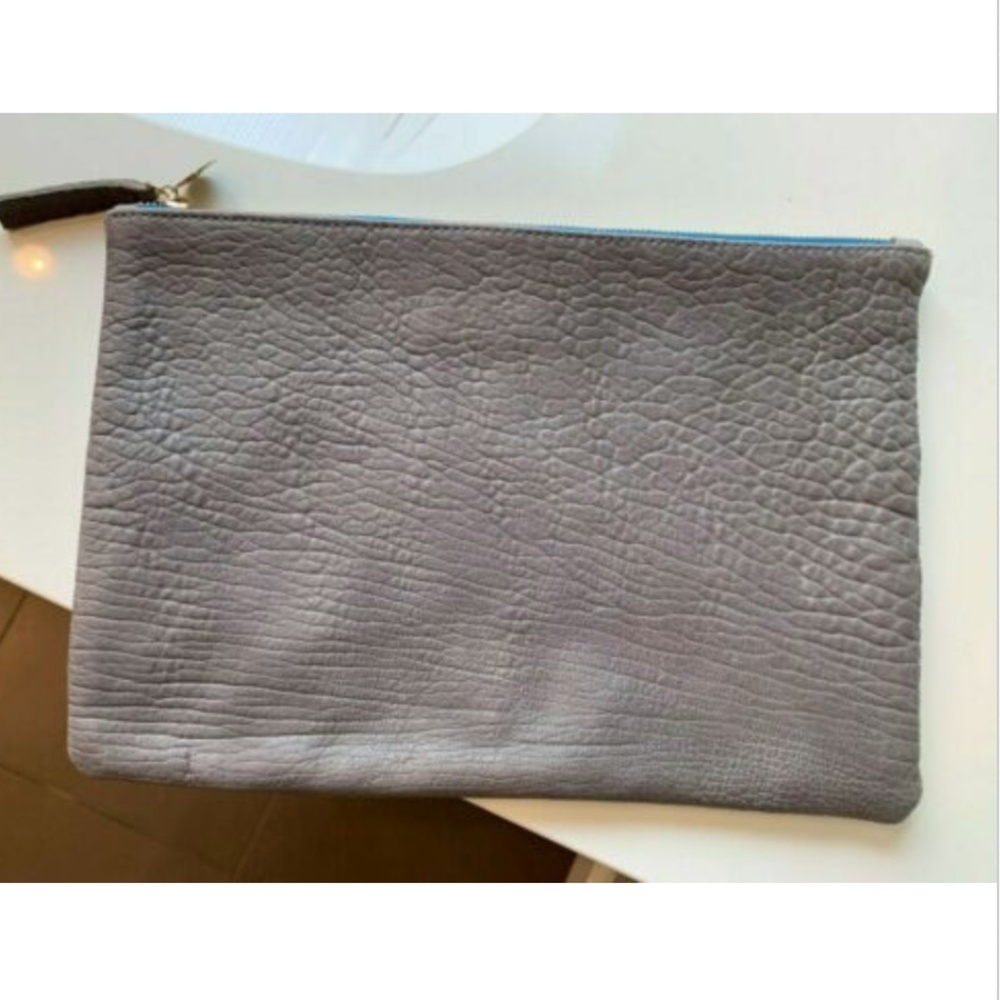 Clare V Vivier Elephant Grey Gray Flat Clutch